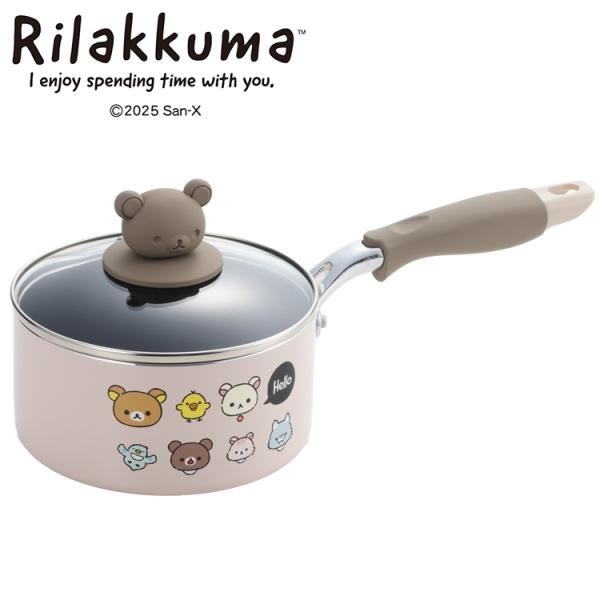 片手鍋 16cm IH対応 リラックマ タマハシ RK-45 / IH対応 ガラス蓋付 フタ付き お鍋 直火 ガス火 ふっ素加工 煮物 少量 小鍋 小さめ