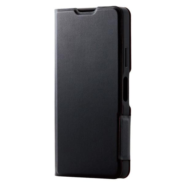 エレコム ケース カバー Xperia Ace III SO-53C / SOG08 レザー TPU 手帳型 マグネット フラップ 耐衝撃 超軽量 薄型 カードポケット ブラック 代引不可