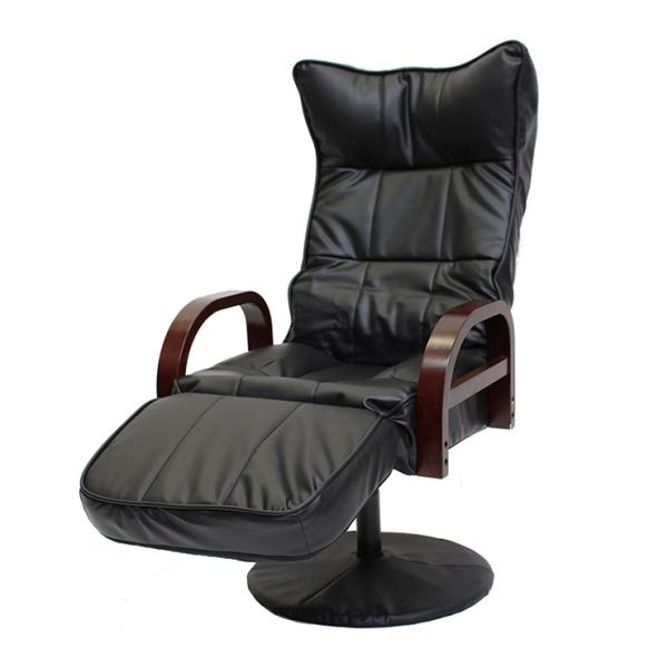 リクライニング回転座椅子 フット付ハイタイプ 6段階調整 フットレスト