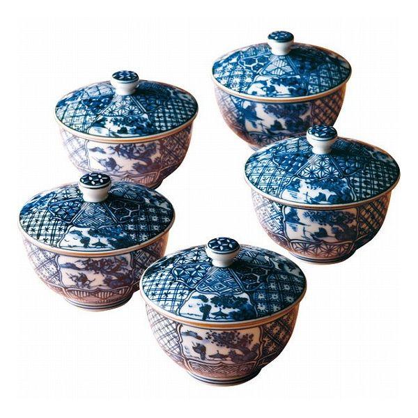 清水焼 祥瑞 蓋付お茶呑茶碗5客揃 QSS368 和陶器 和陶湯呑み 蓋付 