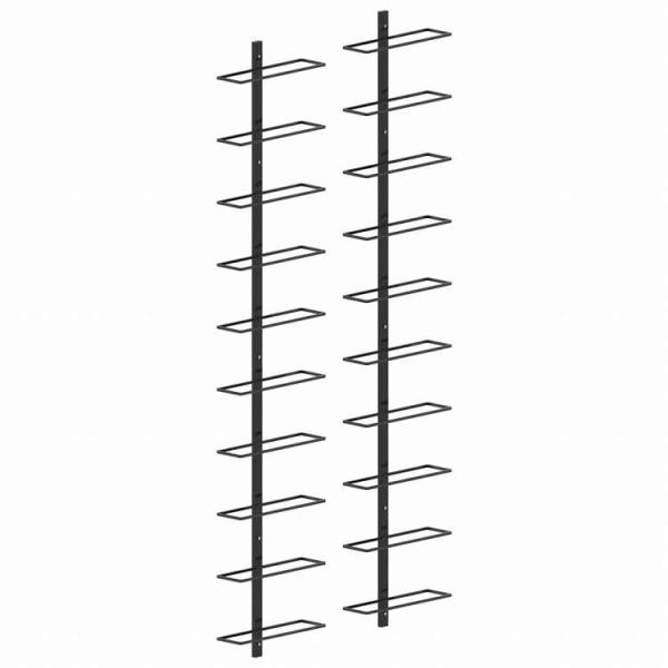 vidaXL 壁掛けワインラック 20本 2点 ブラック 金属製家具 キャビネット 収納 ワインラック 代引不可