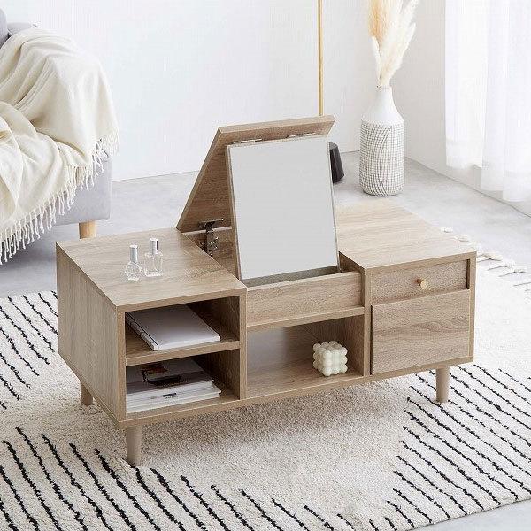 ドレッサーテーブルナチュラルスライドレール付き幅85cm