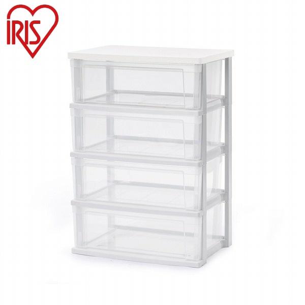 他サイト： アイリスオーヤマ ウッドトップチェスト 収納ボックス 収納ケース プラスチック 引き出し チェスト 4段 フレンチオーク クリア NSW-544WT IRIS OYAMA 代引不可の商品画像