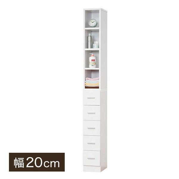 隙間収納 すき間収納 幅20cm スリム 鏡面仕上げ 白 ホワイト キッチン収納 食器棚 リビング収納 ランドリー収納 