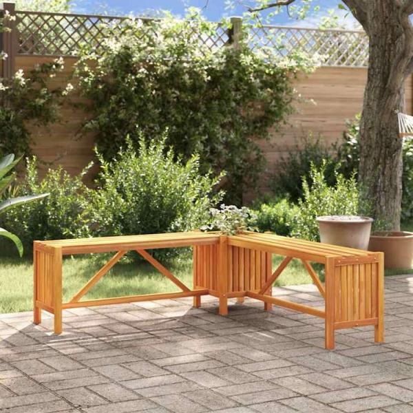 vidaXL ガーデンコーナーベンチ プランター付き 117x117x40cm アカシア無垢材家具 アウトドア家具 屋外椅子 アウトドアベンチ 代引不可