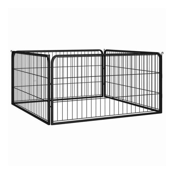 vidaXL 犬用プレイペン 4パネル ブラック 100x50 cm 粉体塗装スチール 動物 ペット用品 ペット用品 犬用品 犬小屋・ドッグラン 代引不可