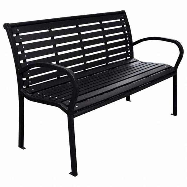 vidaXL ガーデンベンチ 116 cm スチール WPC ブラック家具 アウトドア家具 屋外椅子 アウトドアベンチ 代引不可