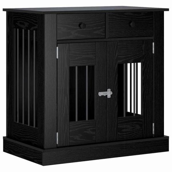 vidaXL ドッグクレート家具 ブラックオーク 80 x 47.5 x 80 cm エンジニアードウッド動物&ペット用品 ペット用品 犬用品 ドッグハウスブラック 代引不可