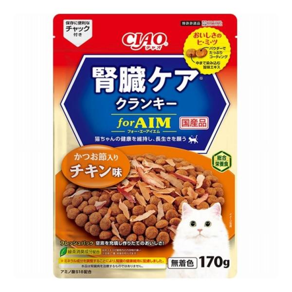 いなば CIAO 腎臓ケアクランキー かつお節入り チキン味 170g