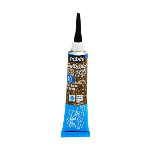 絵の具 布用 ペベオ pebeo セタカラー 3D グリッター リッチゴールド 20ml 557040
