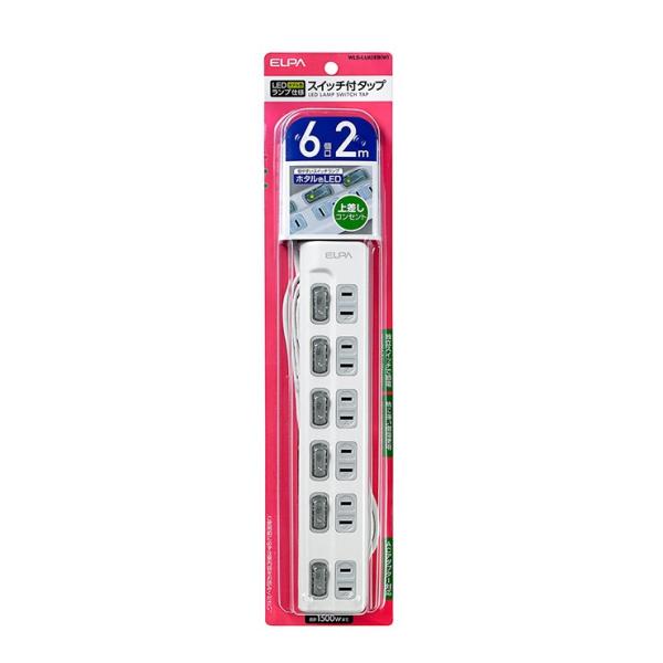 �����d�� ELPA �G���p LED�����v �X�C�b�`�t�^�b�v ��}�� 6�� 2m WLS-LU62EB W
