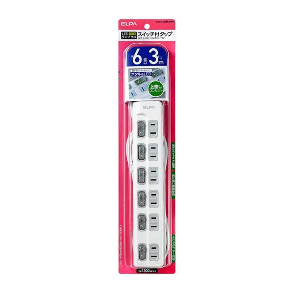 �����d�� ELPA �G���p LED�����v �X�C�b�`�t�^�b�v ��}�� 6�� 3m WLS-LU63EB W
