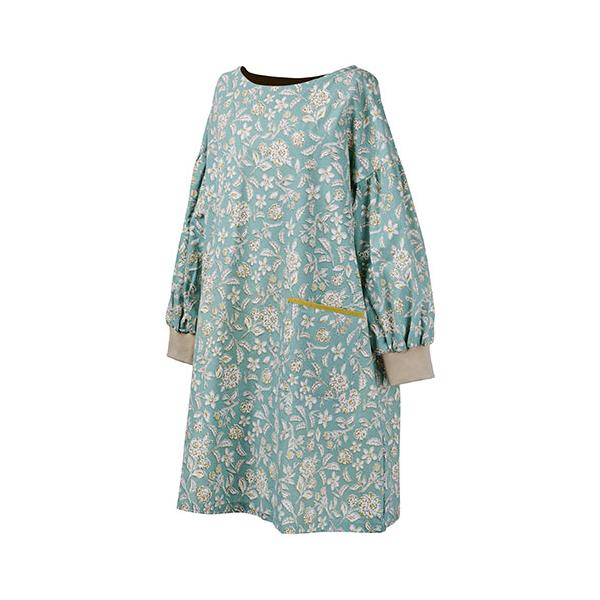 レップ カッポウギ 割烹着 フローラル 大人フェミニン すっきりと着られる大人シックなデザイン 草花のモチーフ グリーン GR REP-573723 代引不可