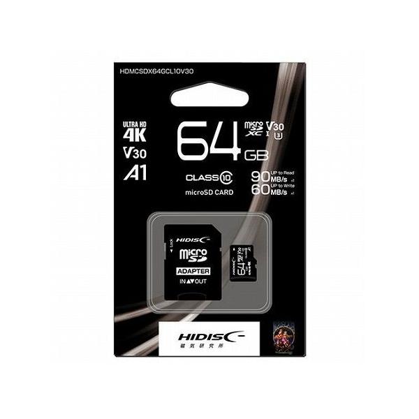 HIDISC microSDXCJ[h 64GB CLASS10 UHS-I Speed class3, A1Ή HDMCSDX64GCL10V30 s [
