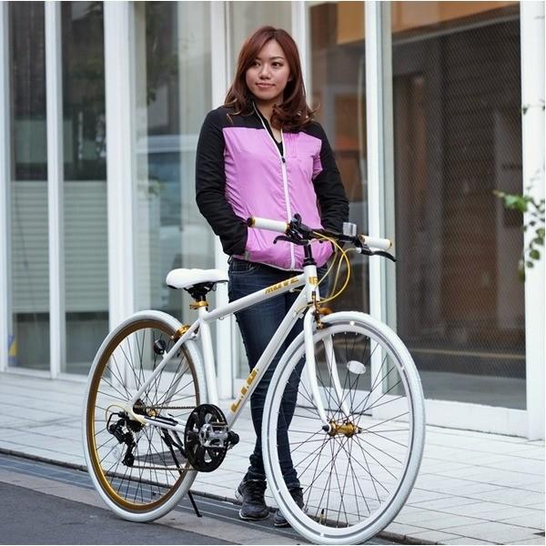 700C アルミフレームクロスバイク　白ピンク　フロントサス　SHIMANO 700C アルミフレームクロスバイク 白ピンク フロントサス SHIMANO