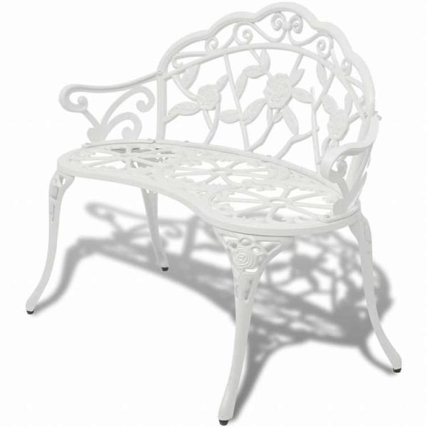 vidaXL ガーデンベンチ 100cm アルミ鋳物 ホワイト家具 アウトドア家具 屋外椅子 アウトドアベンチ 代引不可