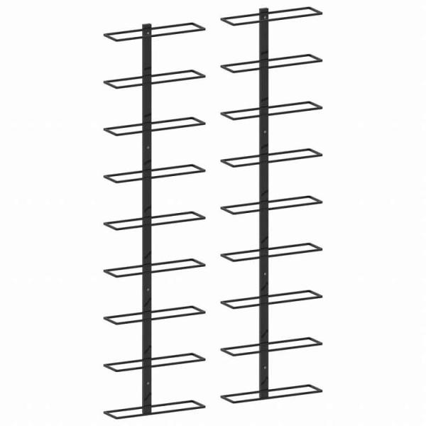 vidaXL 壁掛けワインラック 18本 2点 ブラック 鉄製家具 キャビネット 収納 ワインラック 代引不可