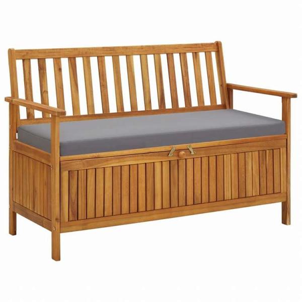 vidaXL ガーデン収納ベンチ 120cm アカシア無垢材家具 アウトドア家具 屋外椅子 アウトドアベンチ 代引不可