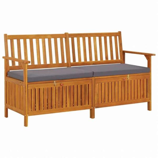 vidaXL 収納ベンチ クッション付き 148cm アカシア無垢材家具 アウトドア家具 屋外椅子 アウトドアベンチ 代引不可