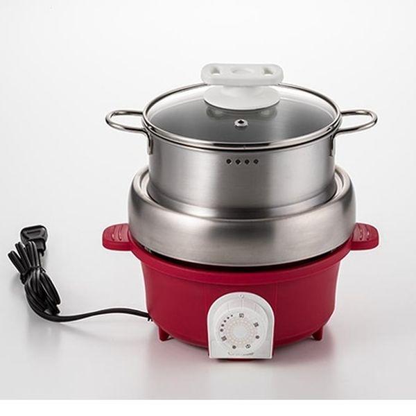 丸山技研 電気ミニグリル鍋(スチーマー付)レッド PGN-100(R) 1個（直送品）