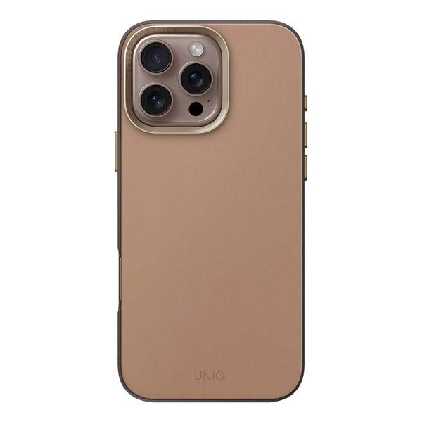 iPhone 16 Pro UNIQ デュアルトーンデザイン スリムPUレザーケース LYDEN DS ナチュラル/フリントグレー（直送品）