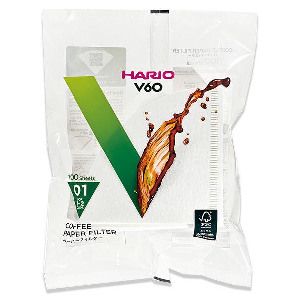 HARIO（ハリオ） コーヒーフィルター V60用 ペーパーフィルター01W 1〜2杯用 1袋（100枚入） VCF-01-100W