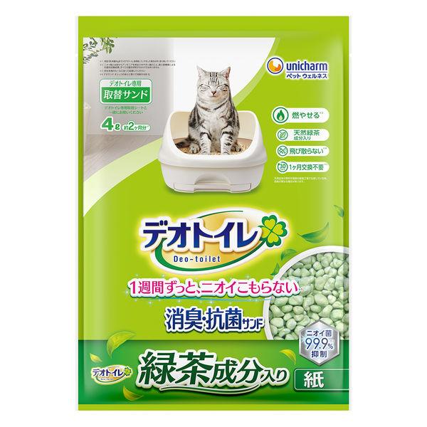 猫砂 デオトイレ 緑茶成分入り 消臭・抗菌サンド 4L 1袋　ユニ・チャーム（イチオシ）