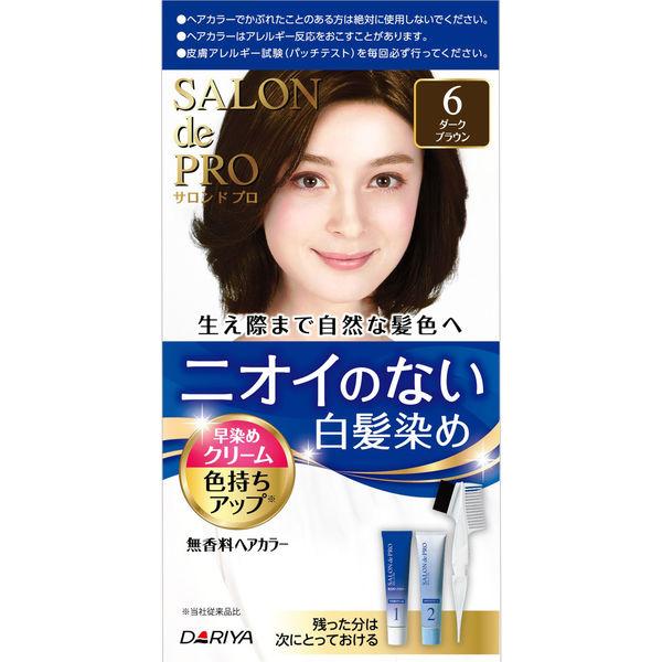 サロンドプロ 無香料ヘアカラー 早染めクリーム 白髪用 6ダークブラウン ダリヤ