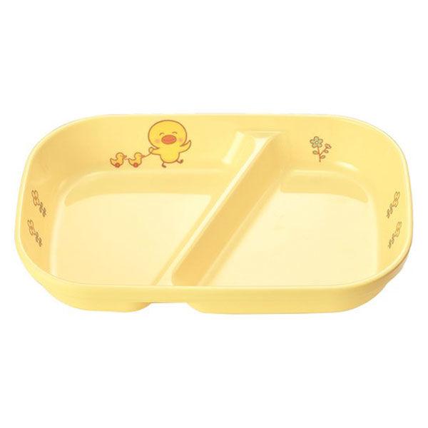 ひよこぐみ 角二つ仕切皿大 イエロー 180×120×32mm J32HIY 1枚メラミン食器 食洗機可 給食 日本製 国際化工