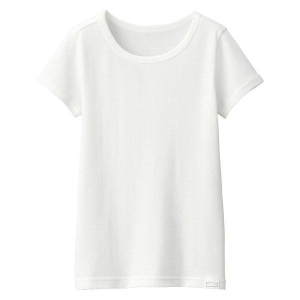 無印良品 キッズ フライス編みクルーネック半袖Ｔシャツ(インナー) １１０ オフ白 良品計画