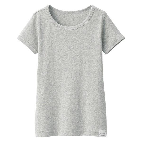 無印良品 キッズ フライス編みクルーネック半袖Ｔシャツ(インナー) １１０ グレー 良品計画