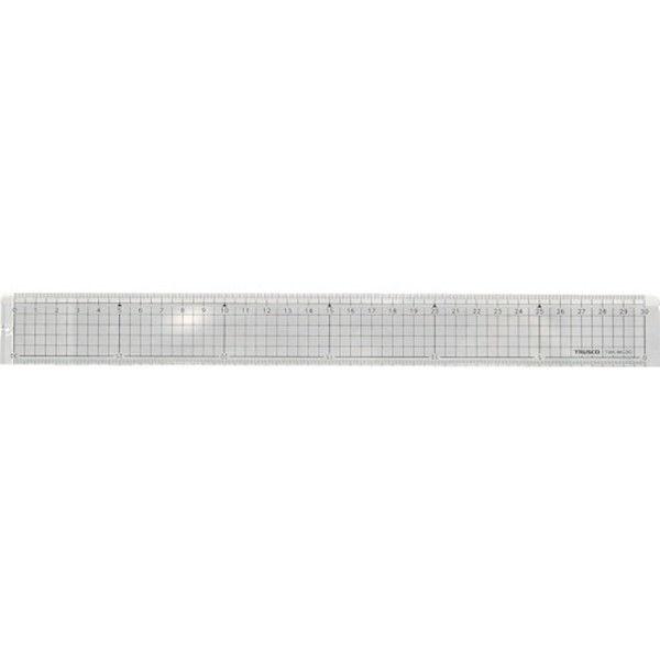 トラスコ中山 TRUSCO アクリル定規 メタルガイド付き 30cm TAK-MG30 1本(1個) 544-3614