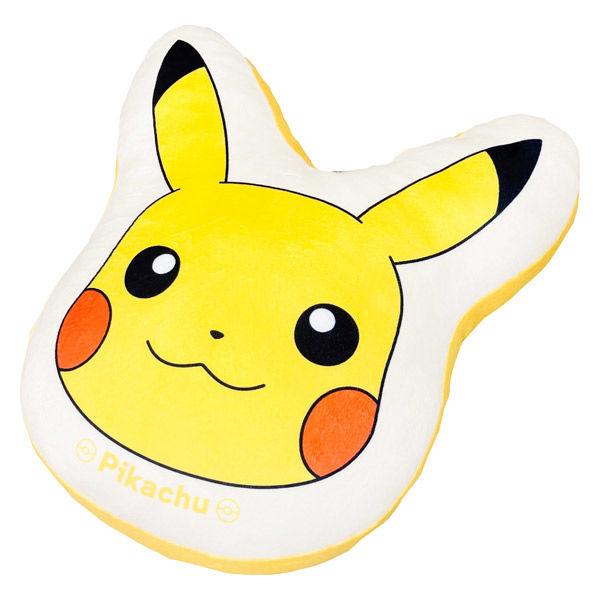 MORIPiLO ポケモン クッション ( ピカチュウ もちもちフェイスクッション) グッズ ダイカットイエロー 約25x30cm かわいい
