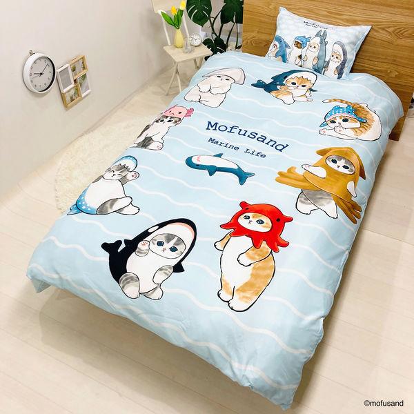 MORIPiLO モリシタ 布団カバーセット モフサンド 150x210cm シングルロング mofusand グッズ (掛け布団カバー・枕カバー) ブルー