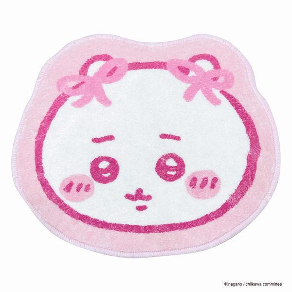 MORIPiLO 玄関マット チェアクッション ちいかわ グッズ マット 室内用 多用途 滑り止め 小さめ 可愛い 約37×31cm リボンピンク