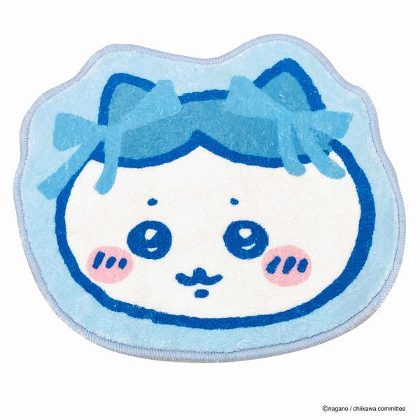 MORIPiLO 玄関マット チェアクッション ちいかわ ハチワレ グッズ  マット 室内用 多用途 滑り止め 小さめ 約38×33cm リボンブルー