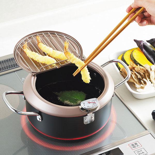 天ぷら鍋 鉄製 食彩亭 20cm バット蓋付き IH・直火対応 1個 タマハシ