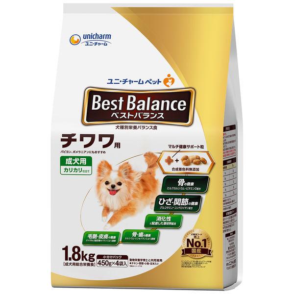 他サイト： ベストバランス カリカリ仕立て 成犬 チワワ用 1.8kg（450g×4袋入）国産 1袋 ユニ・チャーム ドッグフード 犬 ドライの商品画像