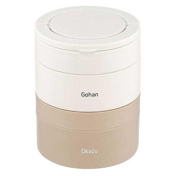 ベストコ お弁当箱 保温 2段 大容量 ハンドル付き 700ml ホワイト NQ-211 1個