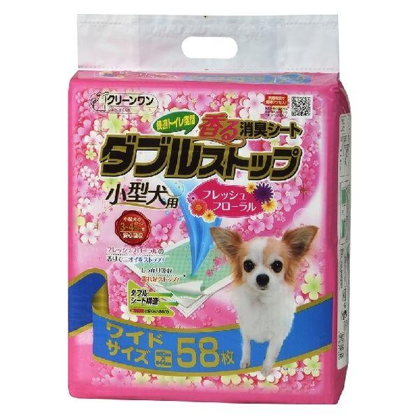 クリーンワン 香る消臭ダブルストップ 小型犬用 フレッシュフローラル ワイド 58枚 1袋