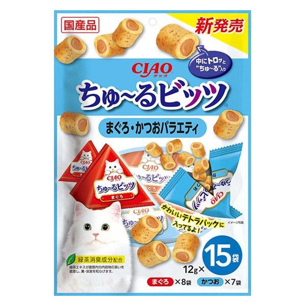 他サイト： （バラエティパック）いなば CIAO チャオ ちゅーるビッツ 猫 まぐろかつおバラエティ 国産（12g×15袋）1袋 ちゅ~る チュール おやつの商品画像