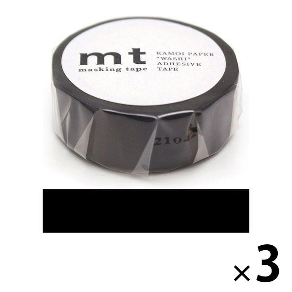 カモ井加工紙 マスキングテープ mt マットブラック 幅15mm 3巻 MT01P207R