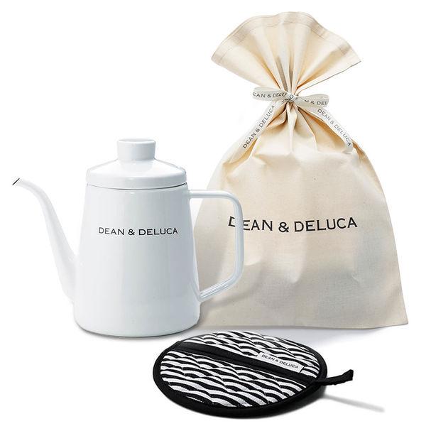 【数量限定・ギフト】 DEAN ＆ DELUCA　ホーローケトル＆ポットホルダーギフト 1セット 紙袋付き