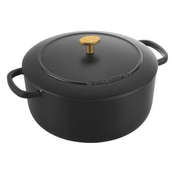 バッラリーニ ベラモンテ ラウンド 鋳物ホーロー鍋 トリュフブラック 24cm 4L IH・ガス兼用 1個 ツヴィリングJ.A.ヘンケルスジャパン