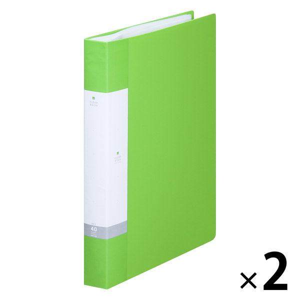 リヒトラブ(LIHIT LAB.) リクエスト クリヤーブック A4タテ 40ポケット 黄緑 G3202-6 2冊