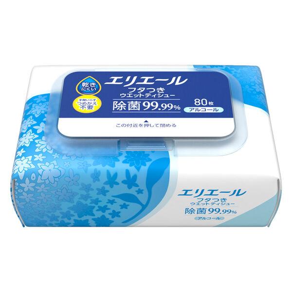 ウェットティッシュ エリエール フタつきウエットティシュー アルコール除菌99.99% 1個(80枚入) 大王製紙