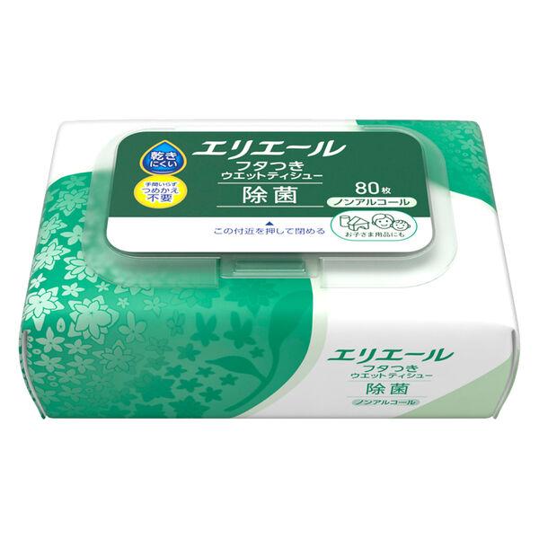 ウェットティッシュ エリエール フタつきウエットティシュー ノンアルコール除菌 1個(80枚入) 大王製紙