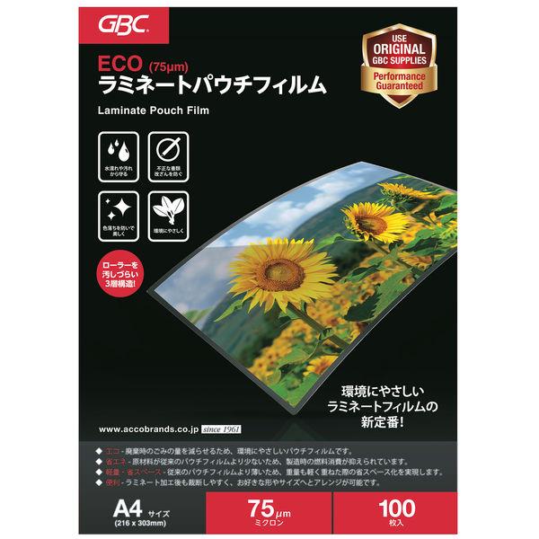 アコ・ブランズ・ジャパン　パウチフィルム A4サイズ（216×303mm)　75ミクロン　YV075A4Z　100枚入