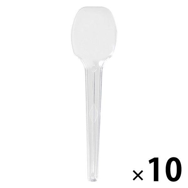 アスクル　プラスチックデザートスプーン　10cm　個包装　クリア　使い捨て　1セット（1袋（100本入）×10） オリジナル