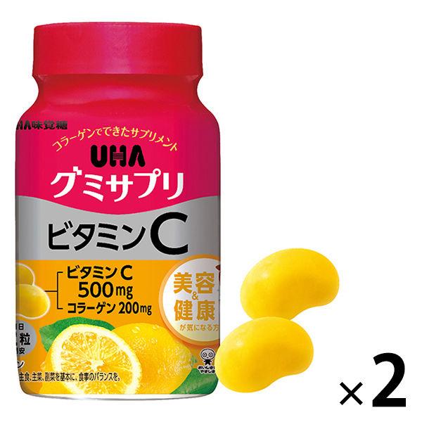 UHA味覚糖　UHAグミサプリ　ビタミンC（30日分）　レモン味　1セット（1個（60粒入）×2）　ボトルタイプ　サプリメント